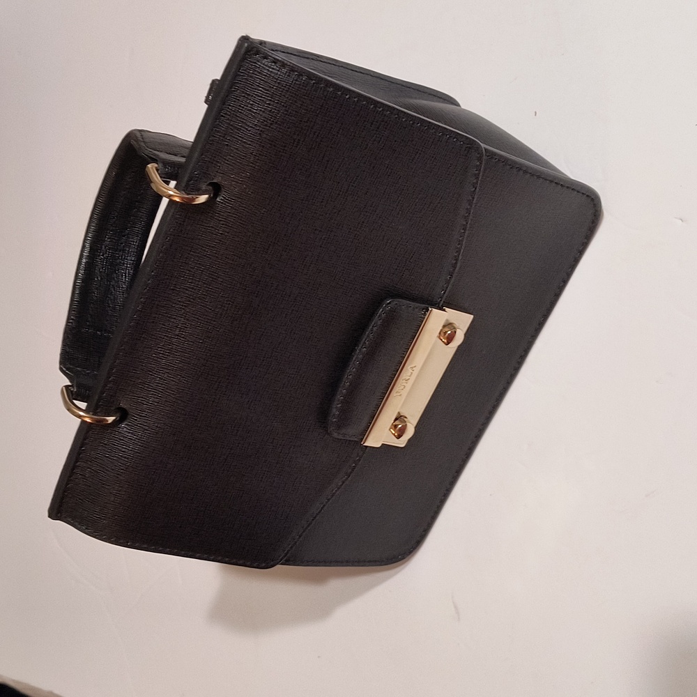 Furla black leather mini bag-7 3/4 x 7 x 3 inches